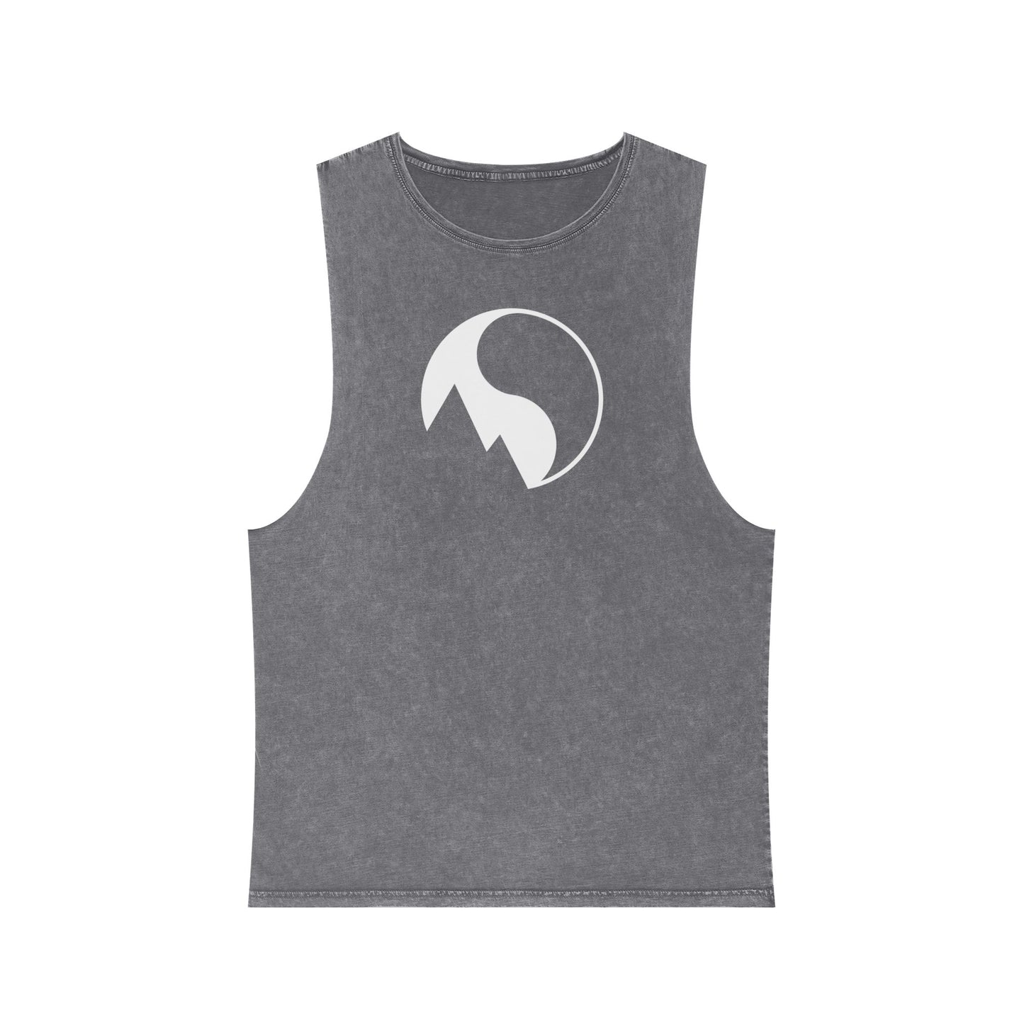 Unisex Stonewash Tank Top with Mountain Design